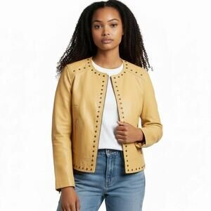 Bradley by Bradley Bayou Yellow Leather Jacket M